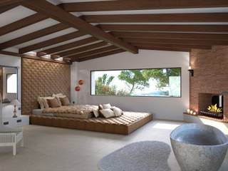 Perspectivas 3D - Diseño de una habitación , Realistic-design Realistic-design Dormitorios coloniales
