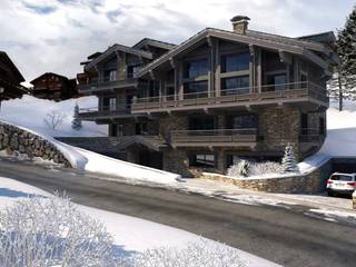 Perspectivas 3D de chalets en la nieve , Realistic-design Realistic-design Nhà gỗ