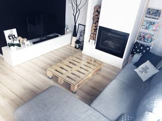 Dom jednorodzinny projekt parteru, White Interior Design White Interior Design Scandinavian style living room