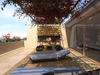 Perspectivas 3D de un proyecto de edificio de viviendas , Realistic-design Realistic-design Pasillos, vestíbulos y escaleras de estilo moderno
