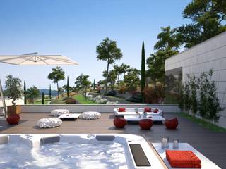 Perspectivas 3D - Terrazas , Realistic-design Realistic-design Balcones y terrazas de estilo moderno