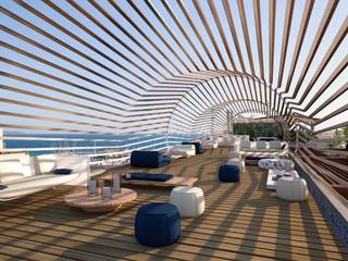 Perspectivas 3D - Terrazas , Realistic-design Realistic-design Modern balcony, veranda & terrace