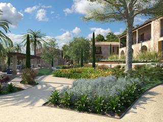 Perspectivas 3D - jardines , Realistic-design Realistic-design Modern living