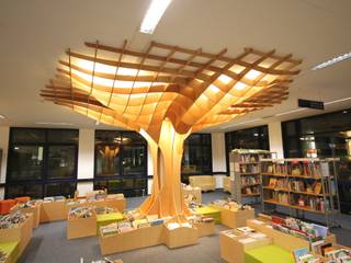 Baumstütze Stadtbibliothek Saarbrücken, form.bar form.bar Oficinas Derivados de madera Transparente