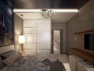 Дизайн спальни в современном стиле в ЖК "Янтарный", Студия интерьерного дизайна happy.design Студия интерьерного дизайна happy.design Modern style bedroom
