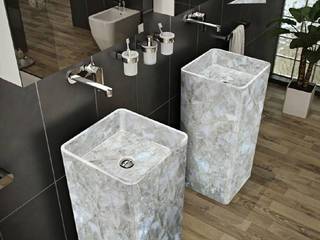 White Quartz Basins, Stonesmiths - Redefining Stoneage Stonesmiths - Redefining Stoneage Nowoczesna łazienka