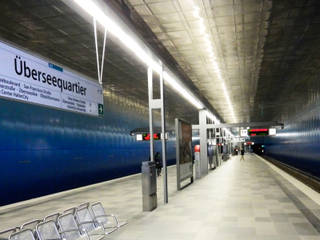 U-Bahn Station Überseequartier, Hafencity, Schlotfeldt Licht Schlotfeldt Licht Espaços