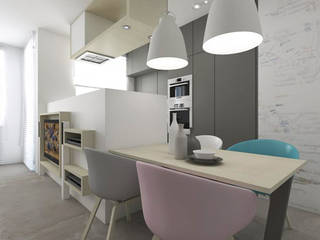 Mieszkanie 2+2, 68m2, A+A A+A Cocinas modernas: Ideas, imágenes y decoración