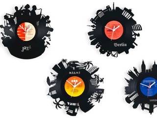 Vinyl Wall Clocks - handcrafted design made out of real Record LP Discs, Vintagist.com Vintagist.com Гостиная в стиле лофт