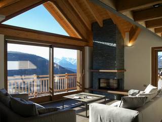 chalet in Chamois, Aosta Valley, Alps, enrico girardi architetto enrico girardi architetto Pasillos, vestíbulos y escaleras rústicos Sillones