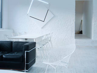 the white loft, mayelle architecture intérieur design mayelle architecture intérieur design Ruang Makan Gaya Industrial