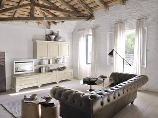 AGNESE 3 - CUCINELUBE: La cucina è il modello Adele di Lube in Rovere Grigio finitura decapè, Studio Ferriani Studio Ferriani مطبخ Bench tops