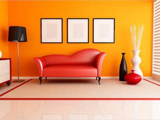 Orange Living Room homify 现代客厅設計點子、靈感 & 圖片