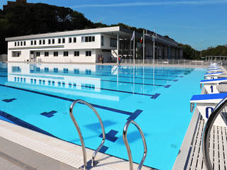 Aquaniene, centro natatorio per i Mondiali di Nuoto 2009, Roma, Luca Braguglia Studio Luca Braguglia Studio Bể bơi: Thiết kế nội thất · bố trí · Ảnh