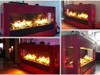 homify Modern Living Room MDF Red Fireplaces & accessories