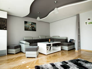 Nowoczesny salon w Chrzanowie - projekt i wykonanie www.twindesign.pl, Bednarski - Usługi Ogólnobudowlane Bednarski - Usługi Ogólnobudowlane Livings de estilo moderno