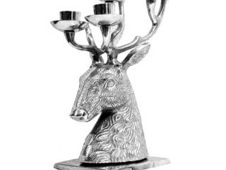 Engraved Nickel 4 - light Deer Candle Holders, M4design M4design Asian style houses