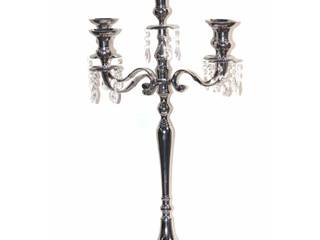 Nickel Plated 5 – Arm Crystal Drop Candelabra, M4design M4design Phòng khách: thiết kế nội thất · bố trí · ảnh