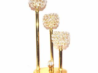Italian Crystal Beaded Gold Plated Triple T-lite Candle Holders, M4design M4design 房子
