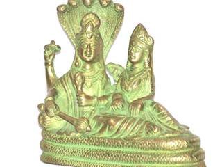 Divine Lord Vishnu Laxmi On Sheshnag Green Brass Sculpture, M4design M4design Other spaces