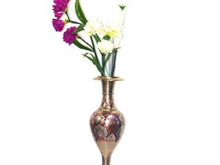 Brass Embossed & Enameled Flower Vase, M4design M4design Jardin asiatique