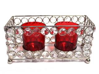 Crystal Frame Double Red Glass Candle Holders, M4design M4design Nhà phong cách châu Á