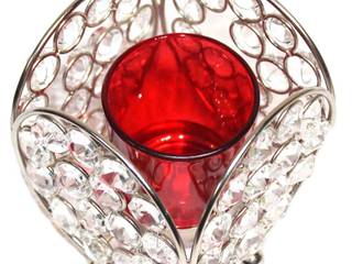 Crystal Lace Red Glass T-Lite Candle Holders, M4design M4design Nhà phong cách châu Á