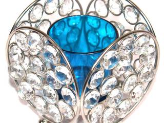 Crystal Lace Blue Glass T-Lite Candle Holders, M4design M4design Asyatik Mutfak