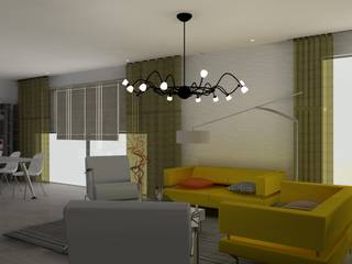 Vue en 3D d'appartements, D.DESIGN D.DESIGN غرفة المعيشة