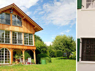 Sanierung und Erweiterung historische Doppelhaushälfte in Münsing am Starnberger See, Planungsbüro Schilling Planungsbüro Schilling Country style living room