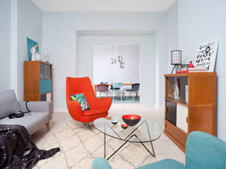 colorful mid century style living room VINTAGENCY Ausgefallene Wohnzimmer