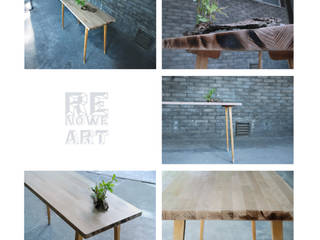 Bukowe biurko z dębowymi nogami, ReNowe Art ReNowe Art Ruang Studi/Kantor Gaya Skandinavia