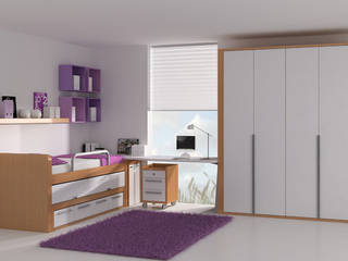 Cama elevada con cama nido extraíble y cajones inferiores Sofás Camas Cruces Habitaciones para niñas