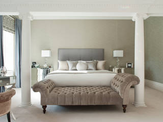 Master Bedroom Roselind Wilson Design Bedroom luxury bedroom,cushions,chaise lounge,dressing table,curtain,carpet,pillar,interior design