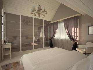Chambre à couche moderne avec des éléments rustique , Veronika Prybosna Veronika Prybosna Chambre moderne