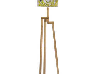 Handmade Fern Lampshade and Rubberwood Floor Lamp, For All We Know For All We Know Nowoczesny salon