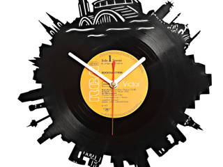 Wanduhr LP Schallplatten upcycling Köln Skyline, citybomb.de citybomb.de ห้องอื่นๆ