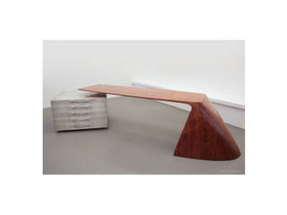 Schreibtisch / Bubinga / Silber, Möbeldesign Möbeldesign Ausgefallene Arbeitszimmer