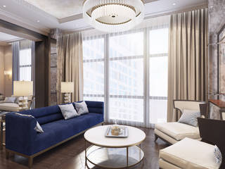 Апартаменты TriBeCa в стилистике Ар Деко, Anna Clark Interiors Anna Clark Interiors غرفة المعيشة