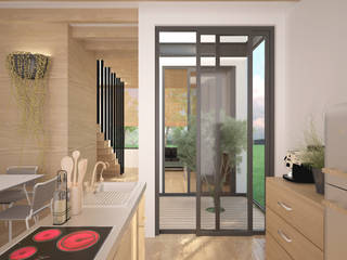 Cocina con jardín interior, Ibu 3d Ibu 3d Interior design