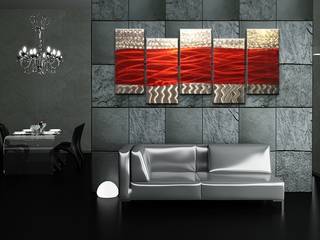 Metal Wall Art Red Waves, Matthew's Art Gallery Matthew's Art Gallery Otros espacios