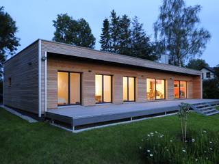 Außenaufnahme bei Dämmerung Bau-Fritz GmbH & Co. KG Moderne Häuser