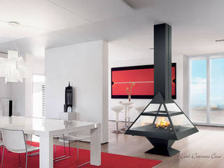 Cheminée centrale Admeto, insert insert Minimalist living room