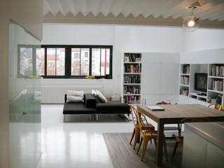 LOFT, Barbara Sterkers , architecte d'intérieur Barbara Sterkers , architecte d'intérieur Moderne woonkamers