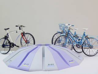 電磁ロック駐輪ラック Electromagnetic lock bicycle parking rack , YUMIKA Design YUMIKA Design Moderne Garagen & Schuppen