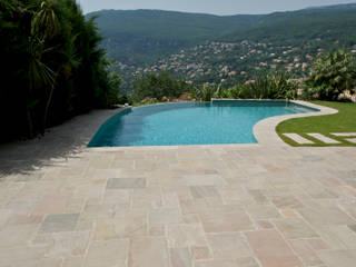 terrasse et piscine kandla gres beige, Vente Pierre Naturelle Vente Pierre Naturelle Hồ bơi phong cách Địa Trung Hải