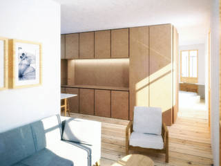 Reforma de apartamento en Santander, Escribano Rosique Escribano Rosique Salones de estilo moderno