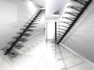 ​Escalier, ATELIER WM ATELIER WM Industrial style corridor, hallway and stairs