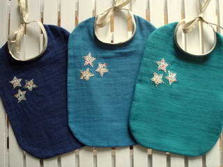 Trio de bavoirs en langes surteints & Liberty, Mitsi&cie Mitsi&cie Quarto infantil moderno