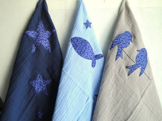 Trio de langes surteints pour bébé dégradé de bleu & Liberty, Mitsi&cie Mitsi&cie Quarto infantil